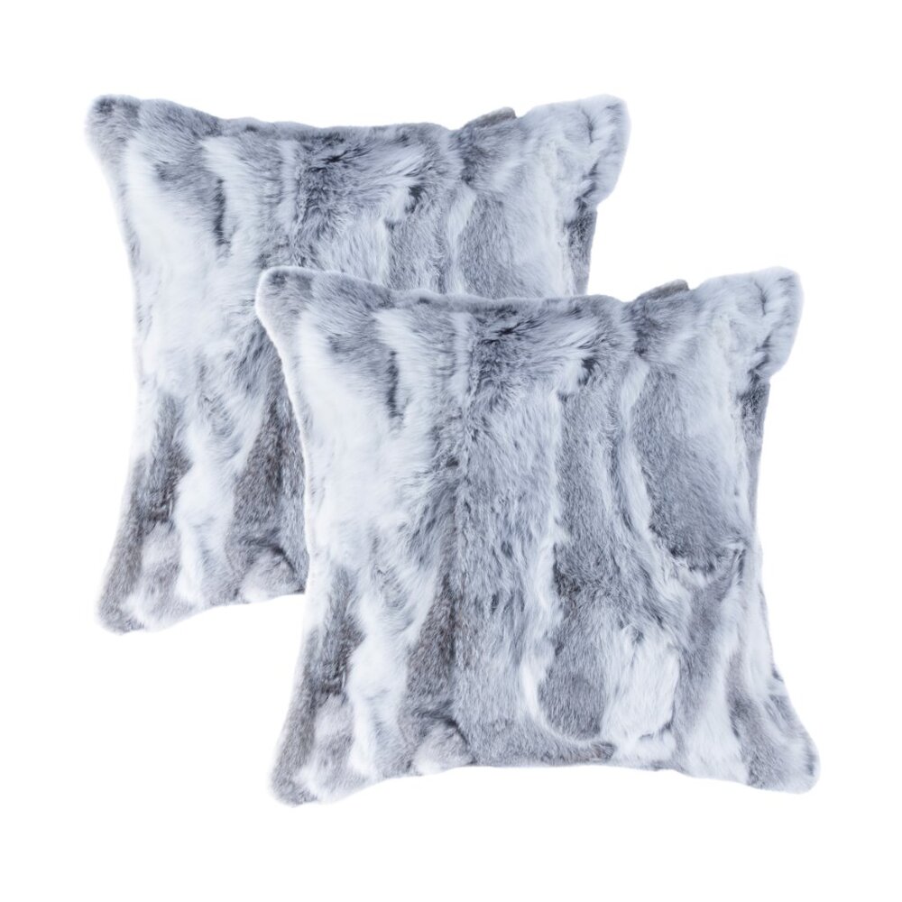 Natural Home Decor Classic Rabbit Pillow | 2-Piece | Grey | 18"x18"